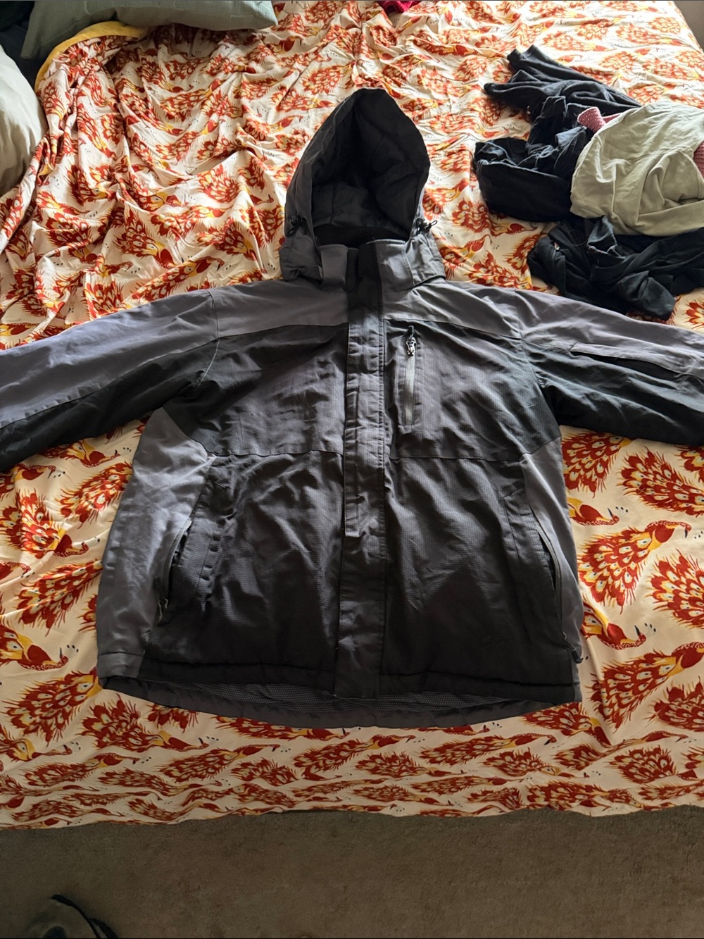 Men's Hooded Insulated Puffer Jacket - Dark Gray